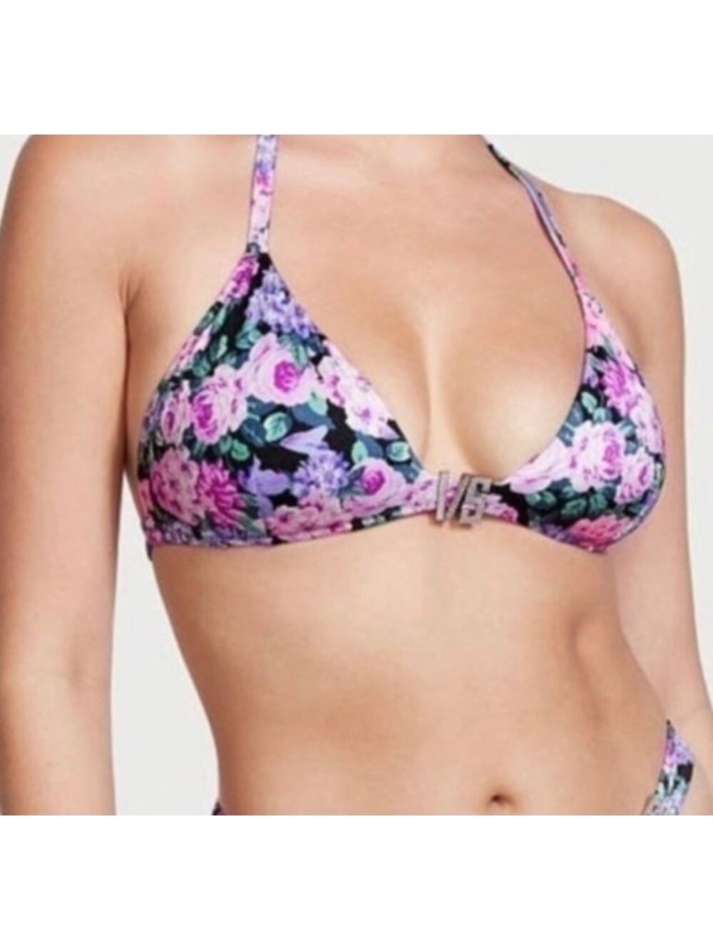 VICTORIA’S SECRET VS Shine Hardware rhinestone halter bikini swim top medium